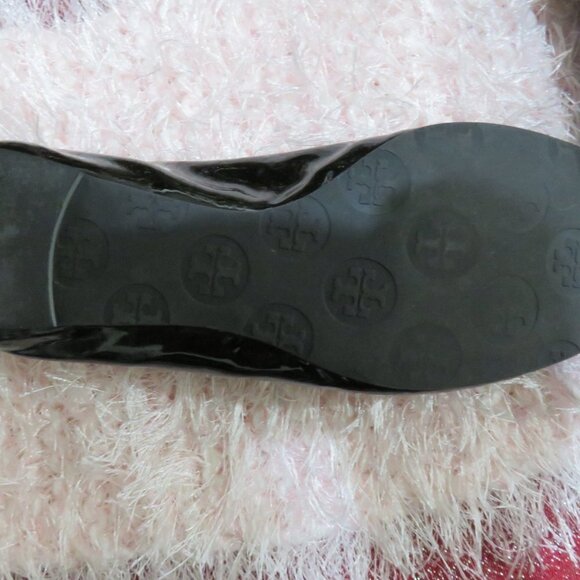 TORY BURCH Truffle Patent REVA Logo Embossed Driving shoes ballet flats sz 6.5 - Picture 7 of 11